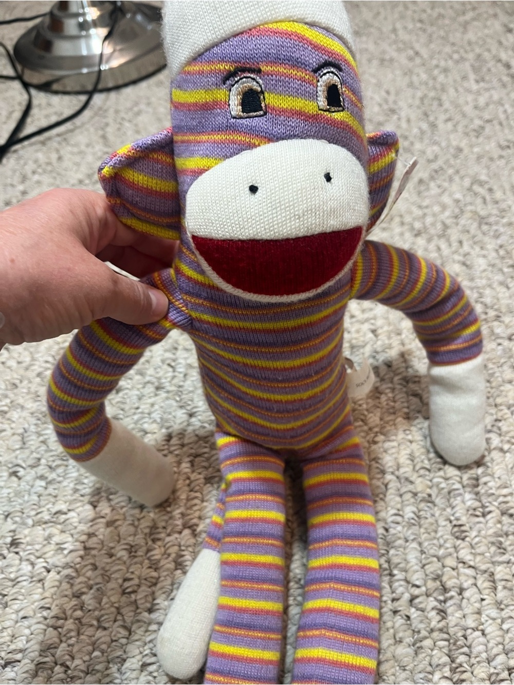 Striped Purple & Yellow Sock Monkey Plush Toy - Unbranded NWT rare vintage - Picture 3 of 11